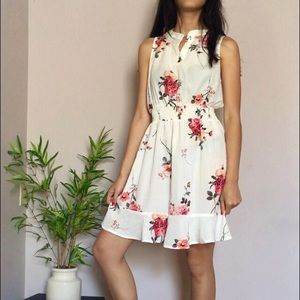 White Chiffon Printed Dress